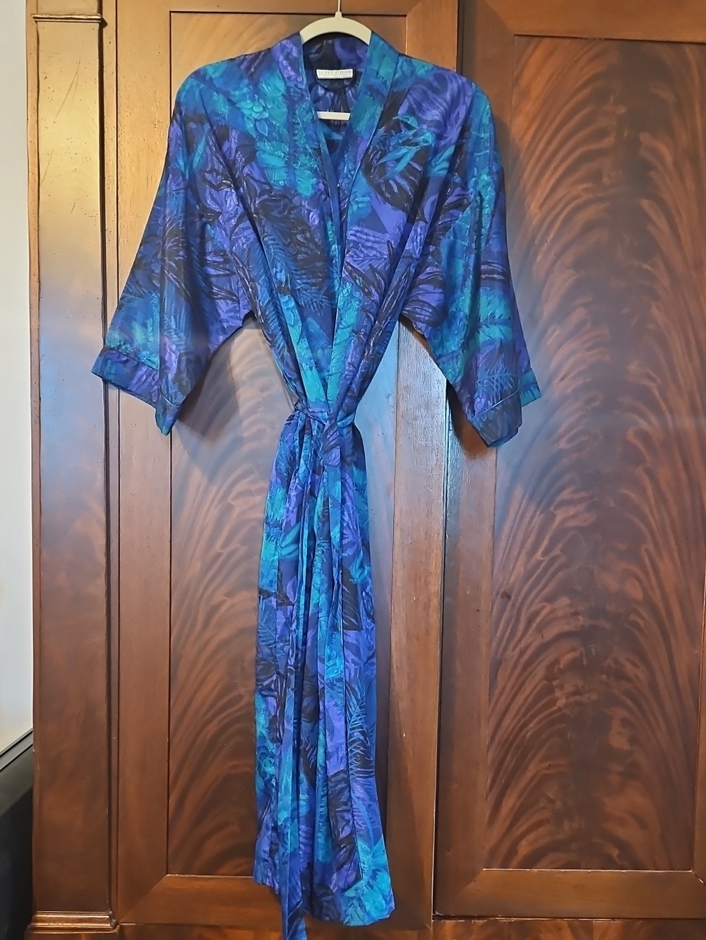Blue & Teal Botanical Satin Robe